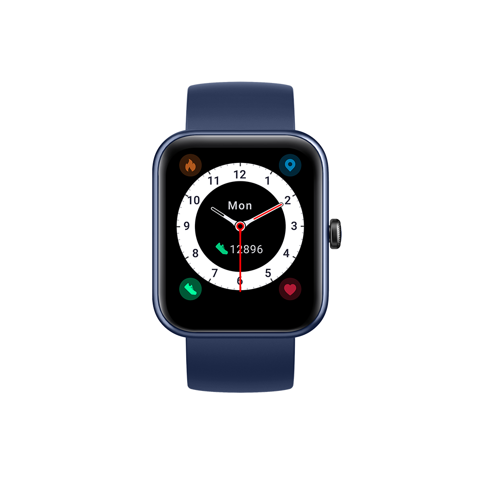 智能手表兼容 iPhone 和 Android 手机，防水，带个性化表盘的男士女士手表，ID206-蓝色